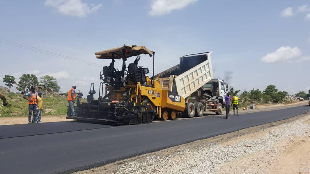 Road roller on asphalt