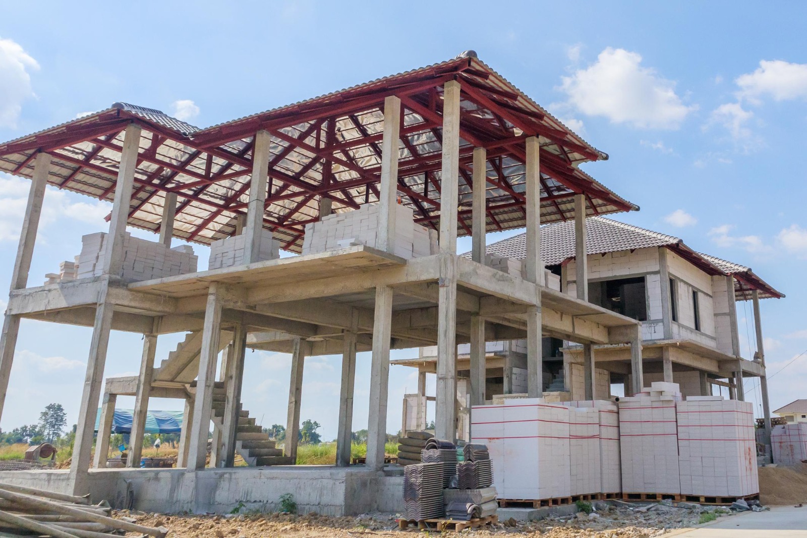 Construction site with scaffolding